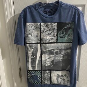 Blue Graphic Tee by Gotcha with Car Design